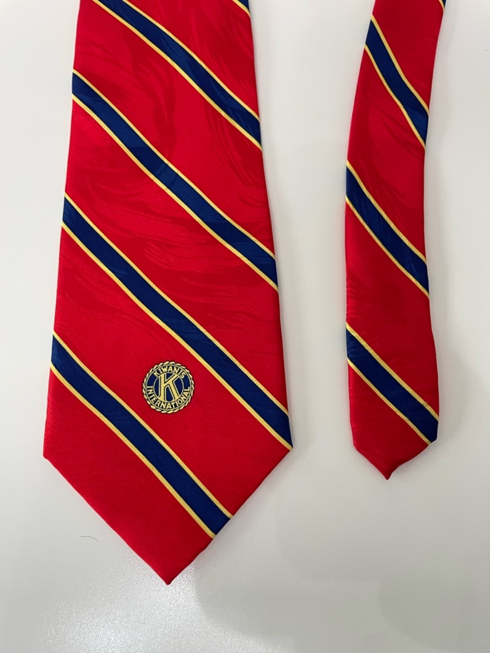Kiwanis Red Silk Diagonal Stripe Men's Tie